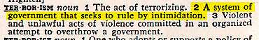 'Terrorism' originally meant rule of government by intimidation !